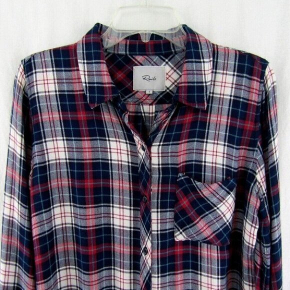 Rails Hunter Navy Blue Red Plaid Button Front Shirt Womens Size S Long Sleeve - Picture 2 of 11
